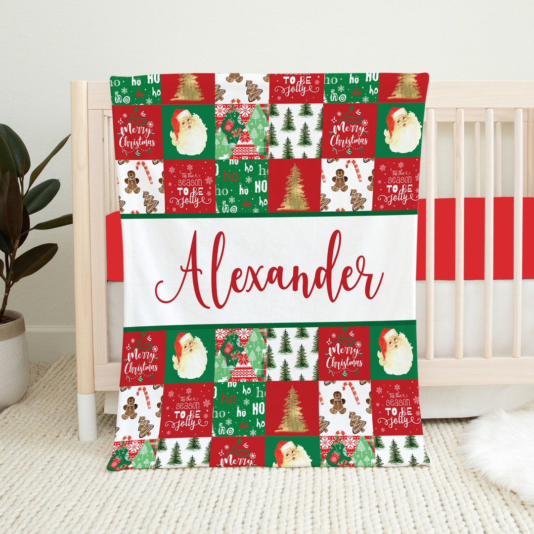 Personalized Christmas Baby Blanket Christmas Crib Bedding Etsy