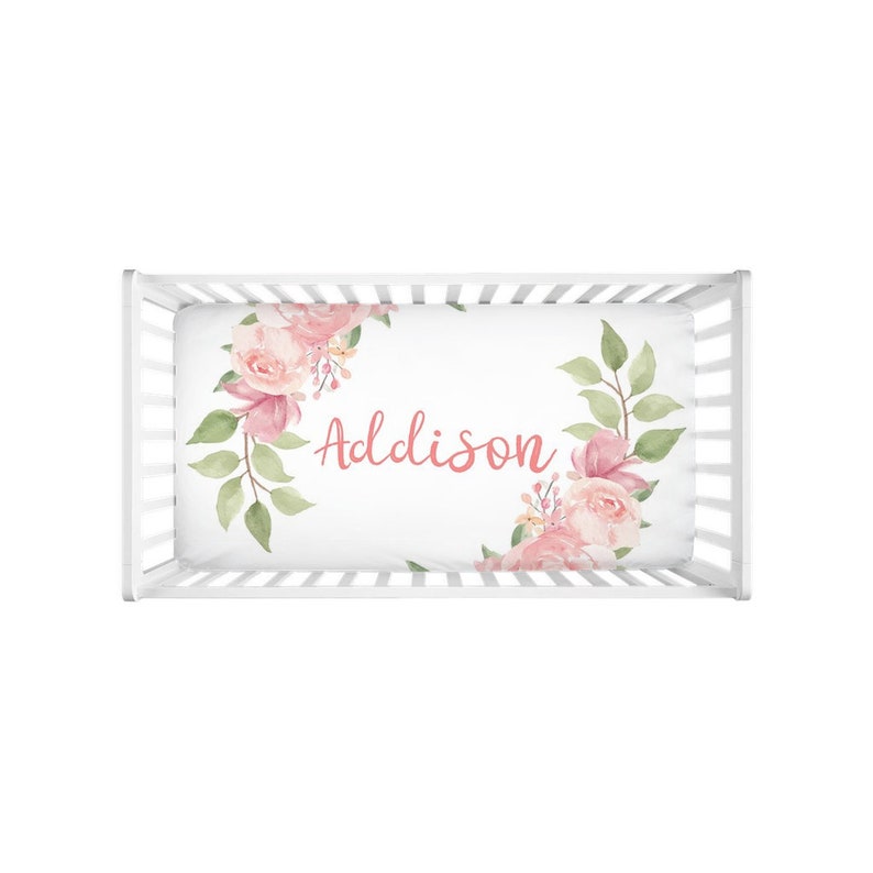 Custom Crib Sheet Personalized Floral Crib Sheet Pink Floral Etsy