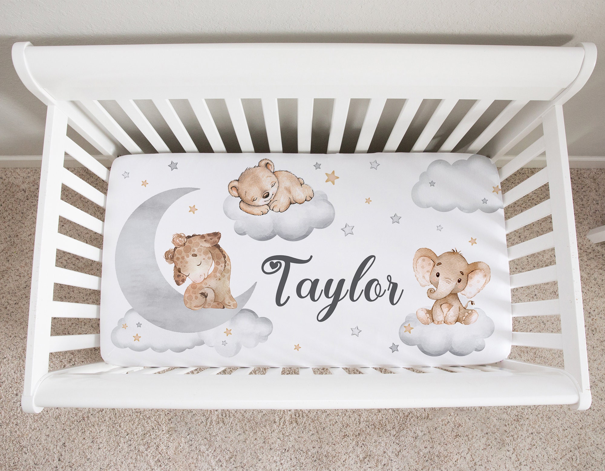 Neutral Crib Bedding Set Moon and Stars Crib Bedding Gender Etsy