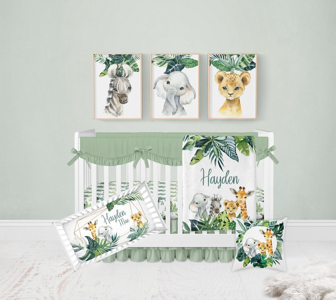 Personalized Safari Crib Sheet Safari Crib Bedding Crib Etsy