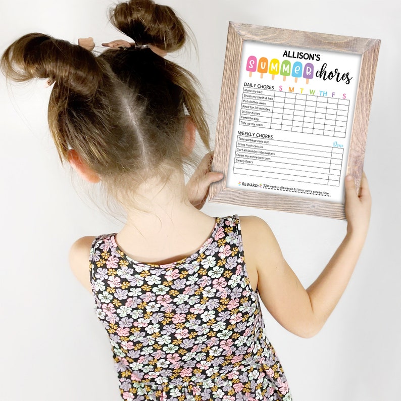 Editable Summer Chore Chart, Printable Chore Chart For Kids, Summer Routine, Daily & Weekly Kids Chore Responsibility Chart Instant Download image 3