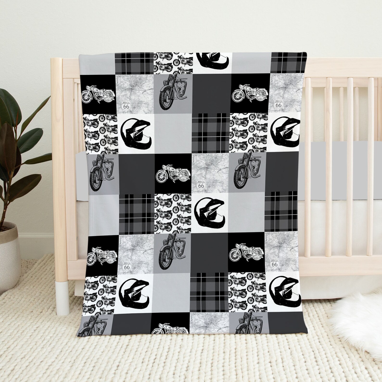 Baby Boy Crib Bedding Set, Motorcycle Crib Bedding Set Boy, Motorcycle