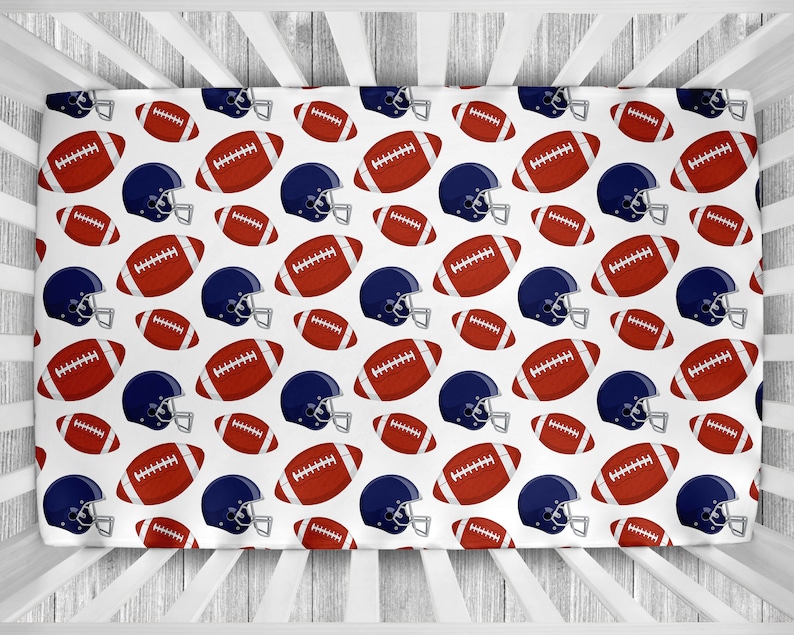 Football Crib Bedding Set, Baby Boy Bedding Set, Football Nursery Bedding, Boy Nursery Bedding, Crib Bedding Set Boy, Sports Crib Bedding image 2