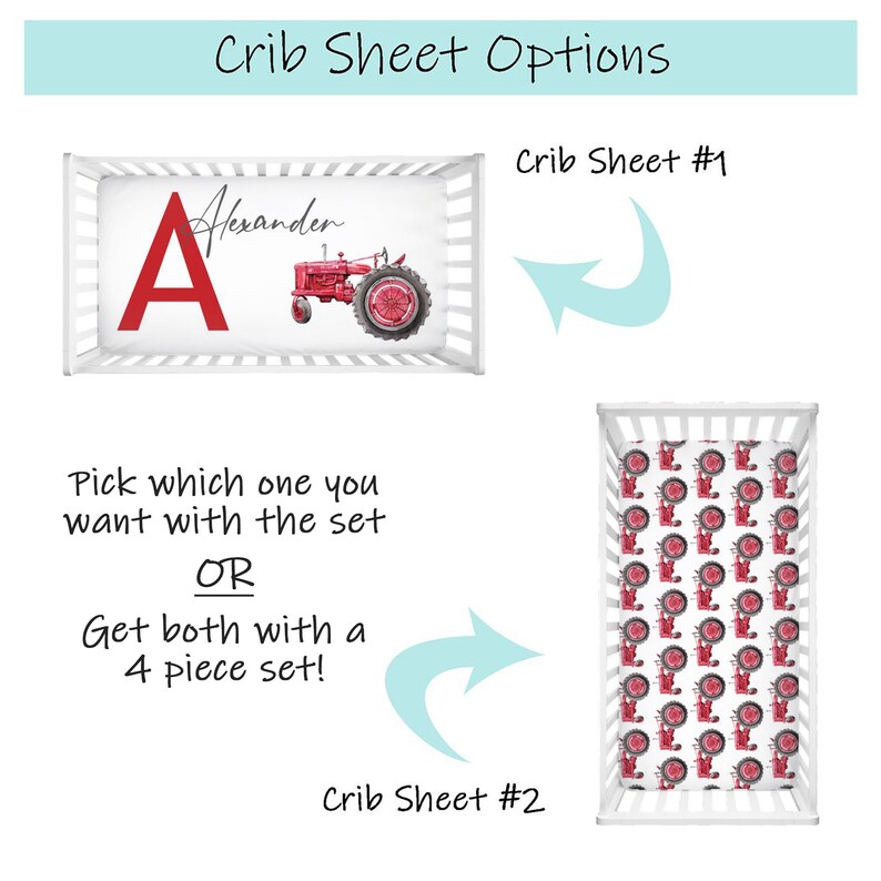 Tractor Crib Bedding Set Baby Boy Crib Bedding Set Red Etsy