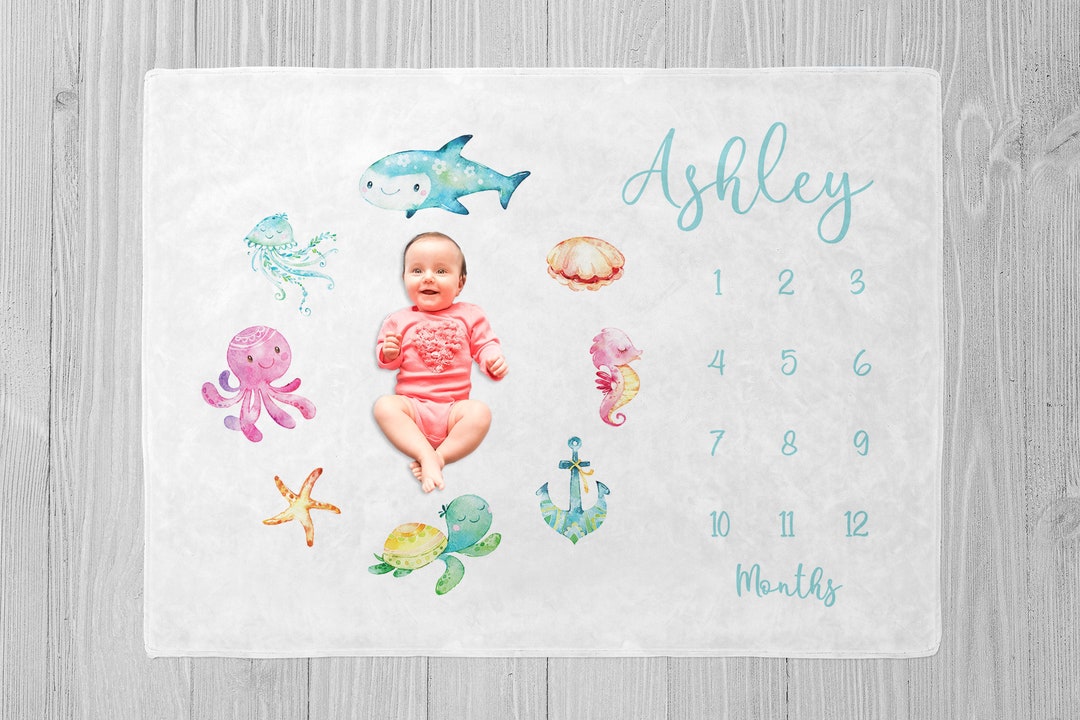 Under the Sea Milestone Blanket, Baby Girl Milestone Blanket, Baby ...