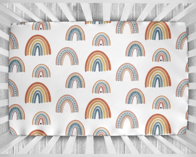 Rainbow Crib Bedding Set Neutral Crib Bedding Set Rainbow Etsy