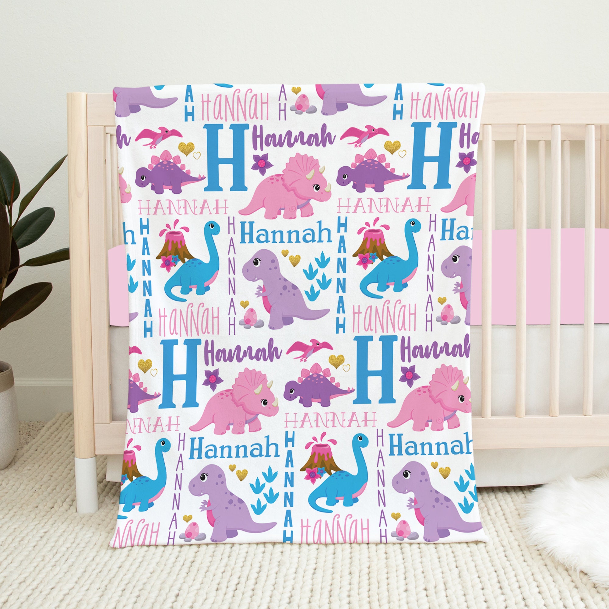 LVYZIHO Dinosaur And Butterfly Baby Blanket Personalized Name Boy / Girl  Blanket - 30x40 / 48x60 / 60x80 Inches - Fleece Blanke - AliExpress