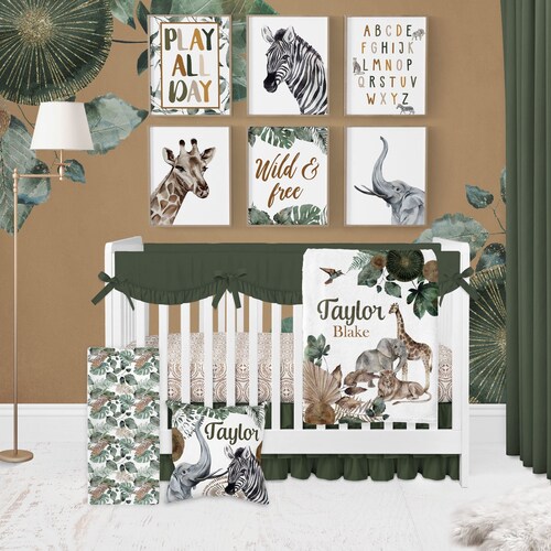 Baby Boy Nursery Bedding Set Crib Bedding Jungle Safari Etsy