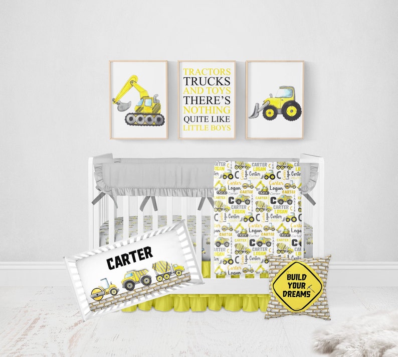 Construction Baby Boy Crib Bedding Set Boy Crib Bedding Etsy