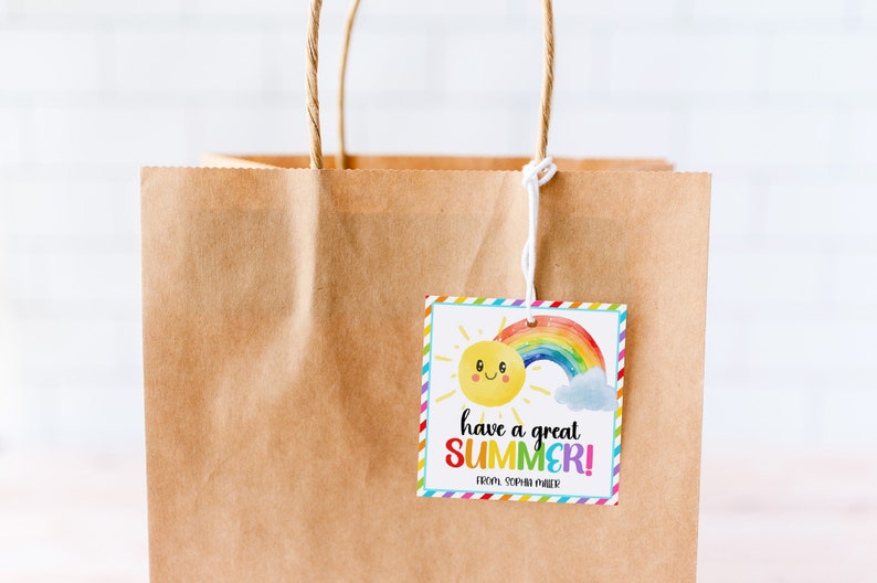 End of School Year Tags, Printable Sun Gift Tags, Editable Teacher ...