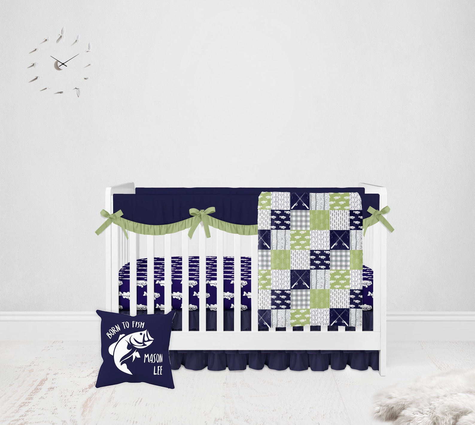 Fish Crib Sheet Fishing Baby Nursery Boy Crib Sheet Navy Etsy