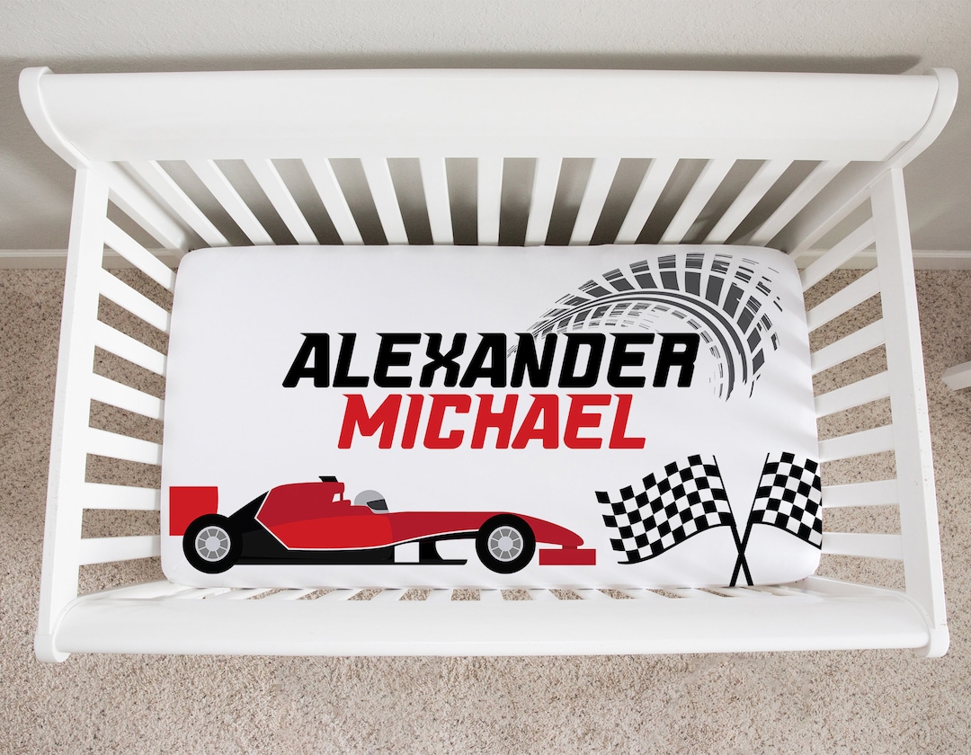 Personalized Race Car Crib Sheet Race Car Crib Bedding Crib Etsy