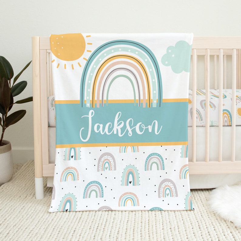 Rainbow Crib Bedding Set Baby Boy Crib Bedding Rainbow Etsy