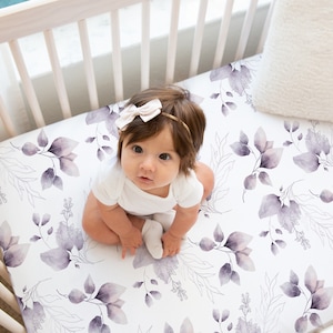 Purple Floral Crib Sheet Crib Sheets Girl Purple Crib Sheets Floral Nursery Baby Girl Crib Bedding Floral Bedding Purple Crib Bedding Etsy