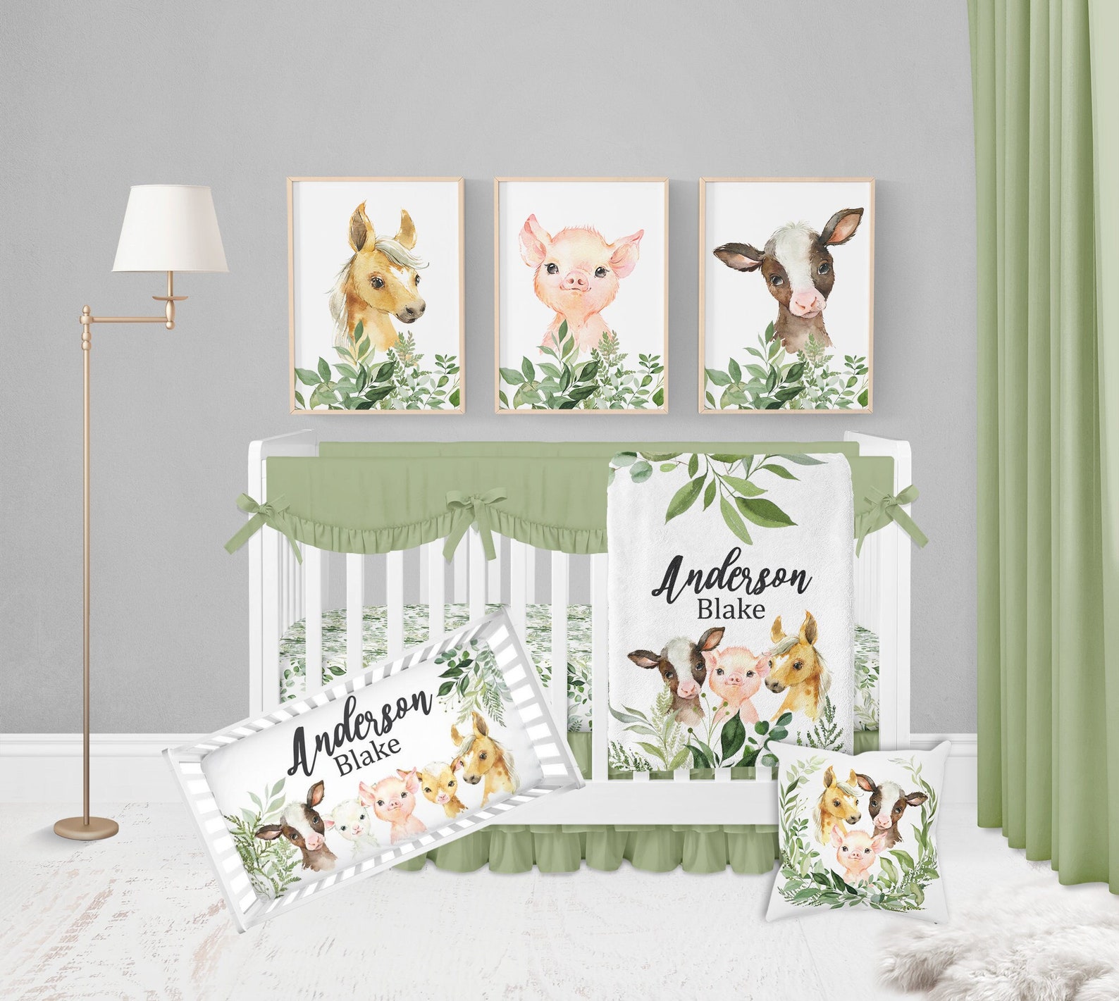 Farm Animal Crib Bedding Set Baby Boy Crib Bedding Set Farm Etsy