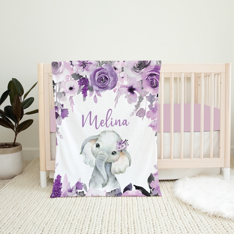 Elephant Baby Bedding Set Purple Crib Bedding Set Purple Etsy