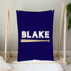 Personalized Baseball Blanket, Sport Gift, Baseball Nursery, Baby Boy Blanket, Baseball Crib Bedding, Boy Baby Name Blanket, Baby Boy Gift
