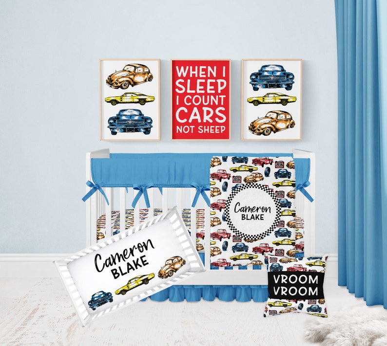 Car Crib Bedding Set Personalized Boy Crib Bedding Truck Etsy