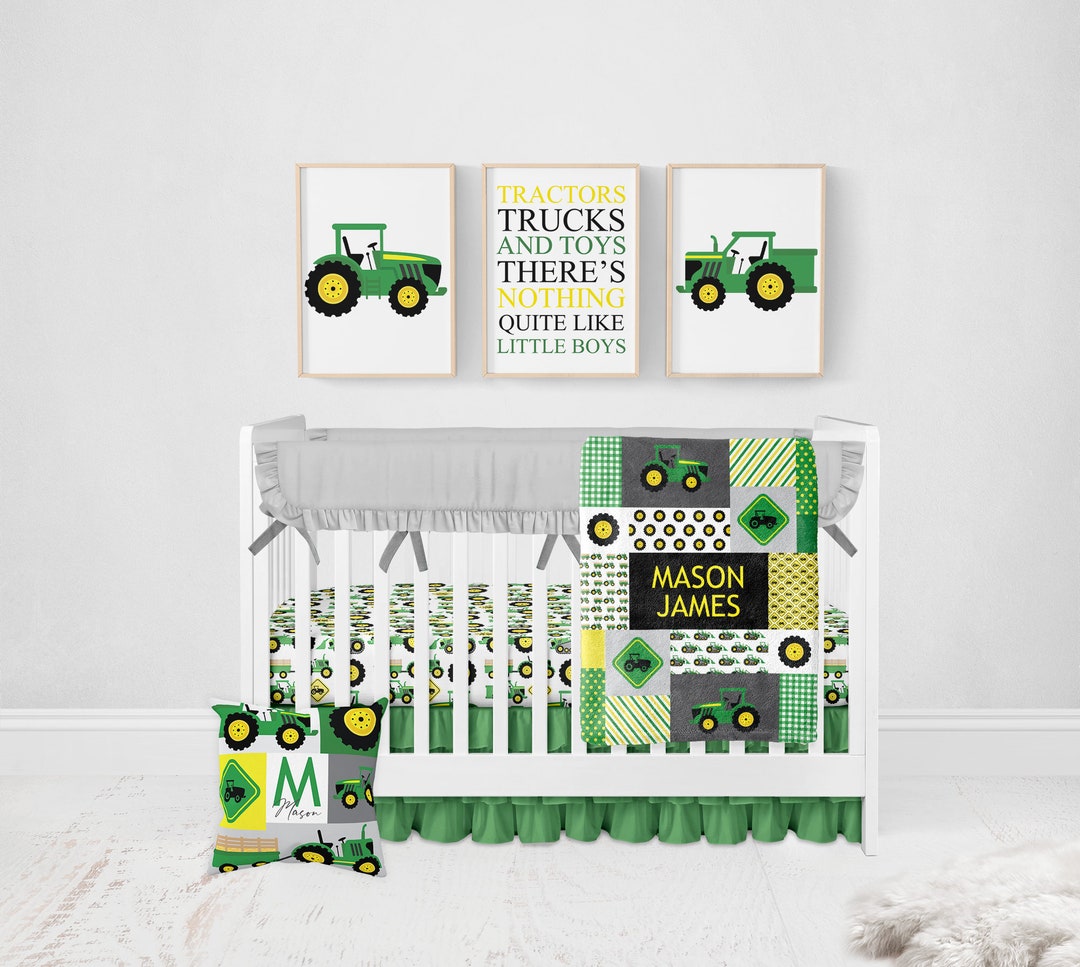 Baby Boy Tractor Bedding, Farm Nursery Bedding, Boy Crib Bedding
