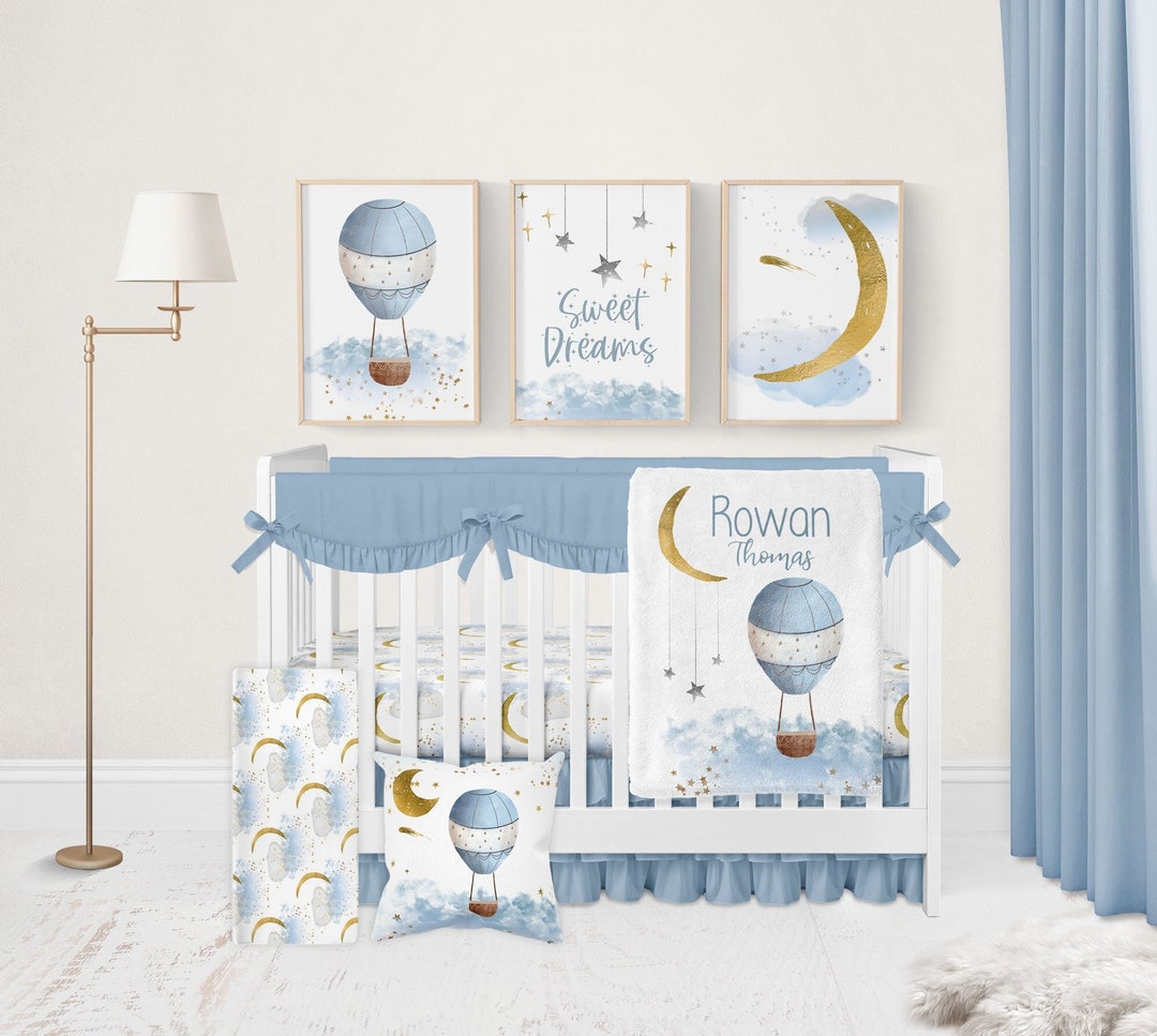 Baby Boy Crib Bedding Set, Hot Air Balloon Nursery Bedding, Hot Air Balloon Crib Bedding Set Boy
