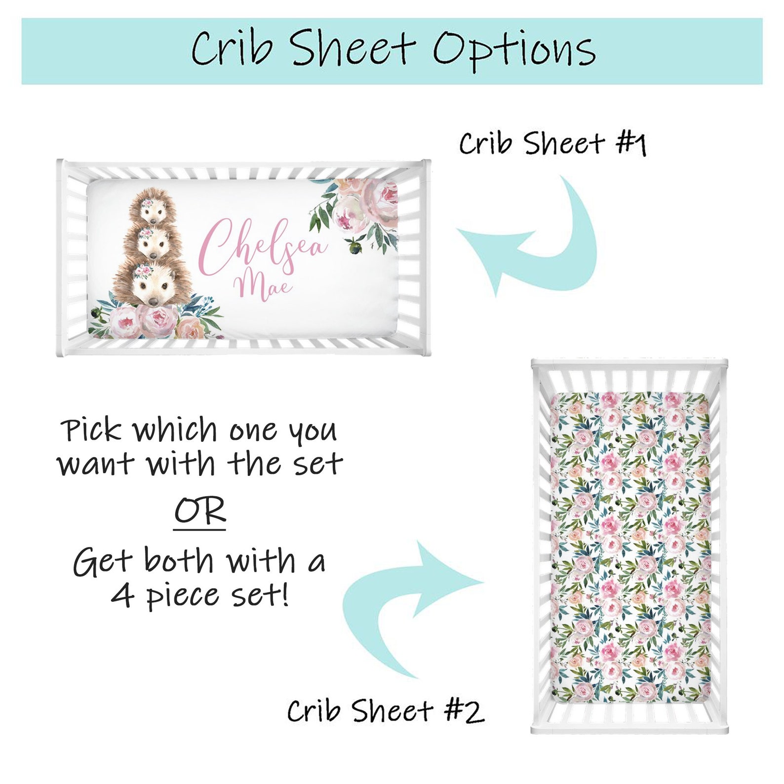 Hedgehog Crib Bedding Set Floral Crib Bedding Woodland Etsy