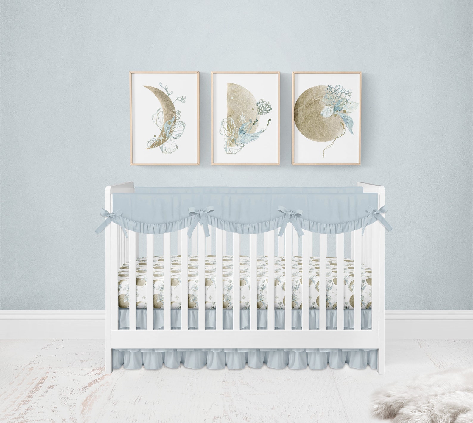 Moon Wall Art, Moon Wall Decor, Floral Moon Nursery Prints, Set of 3 ...