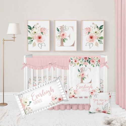 Floral Crib Bedding Set Girl Crib Bedding Personalized Baby Etsy