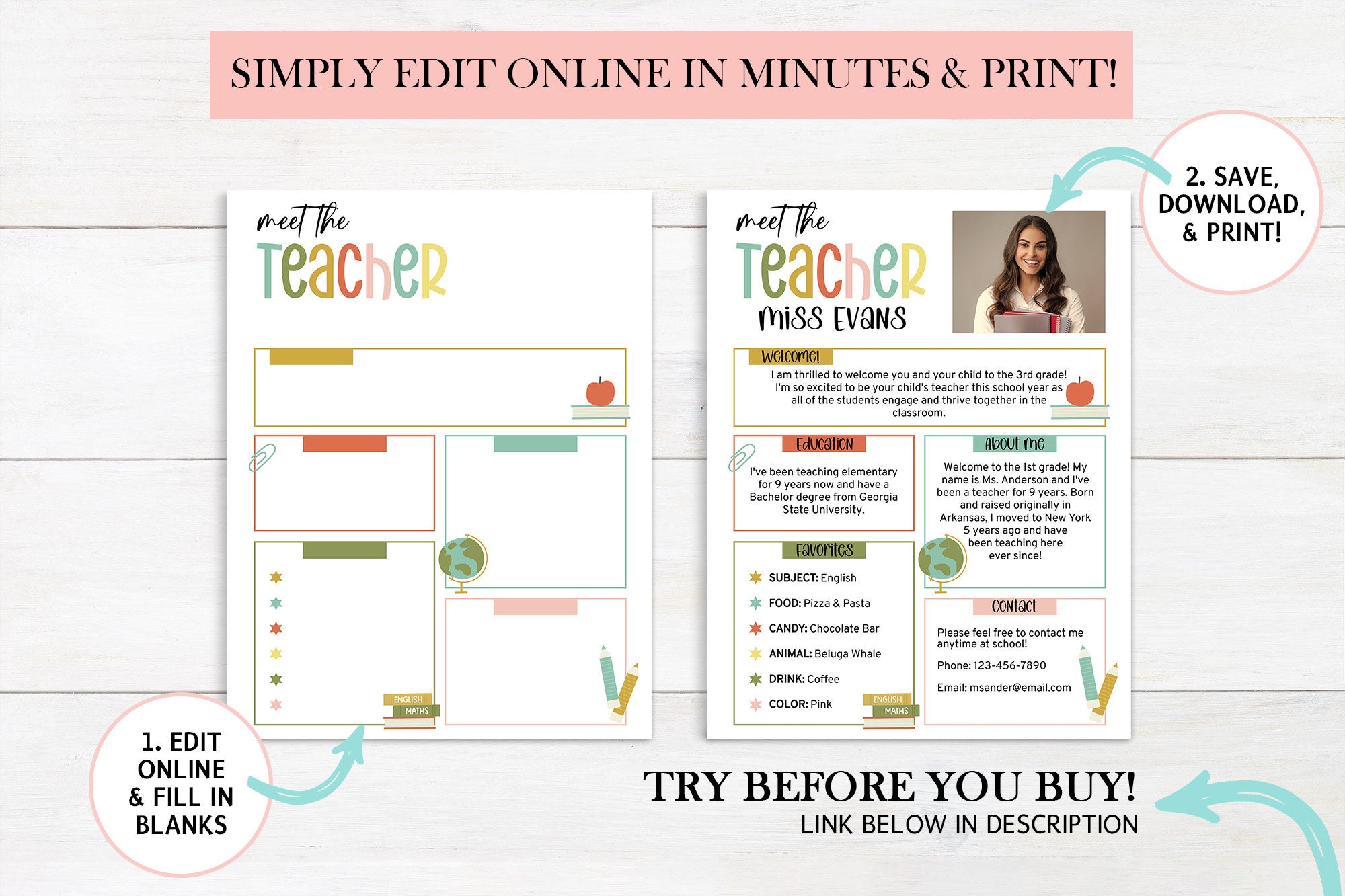 Meet the Teacher Template, Editable Teacher Printable, Boho Meet the ...