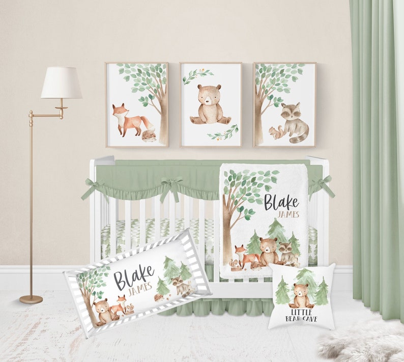 Woodland Crib Bedding Set Baby Boy Crib Bedding Set Woodland Etsy