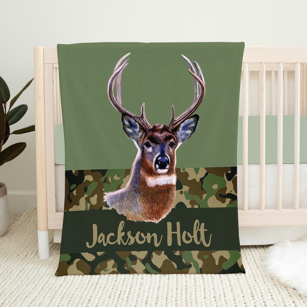 Personalized Deer Baby Blanket Camo Baby Blanket Name Etsy