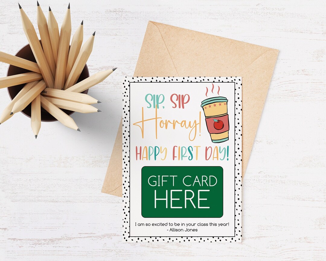 Back to School Coffee Printable, Editable First Day of School Gift Card ...
