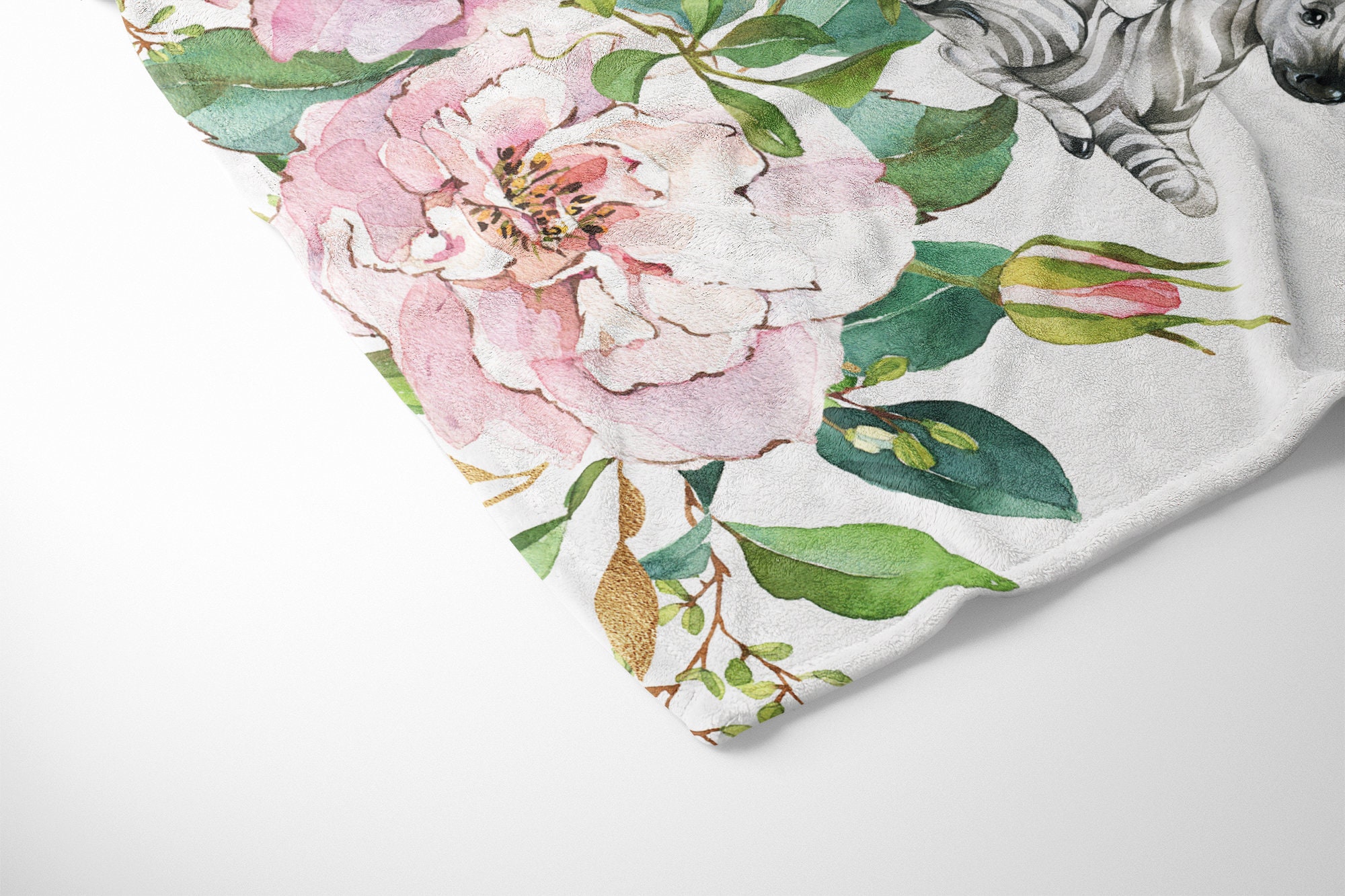 Personalized Safari Baby Blanket Pink Floral Safari Animals - Etsy