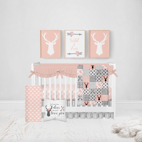 Woodland Baby Girl Bedding Baby Girl Deer Crib Bedding Set Etsy