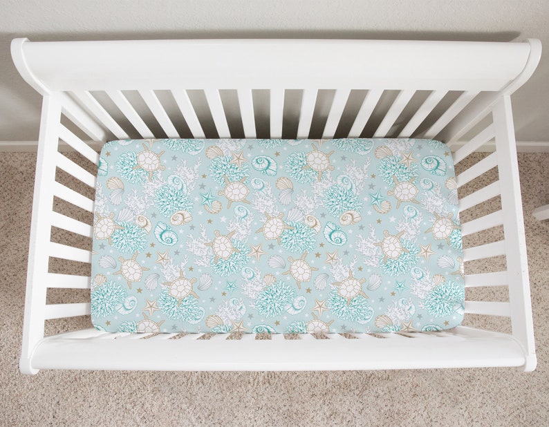 Ocean Crib Sheet Sea Turtle Crib Sheet Ocean Crib Bedding Etsy