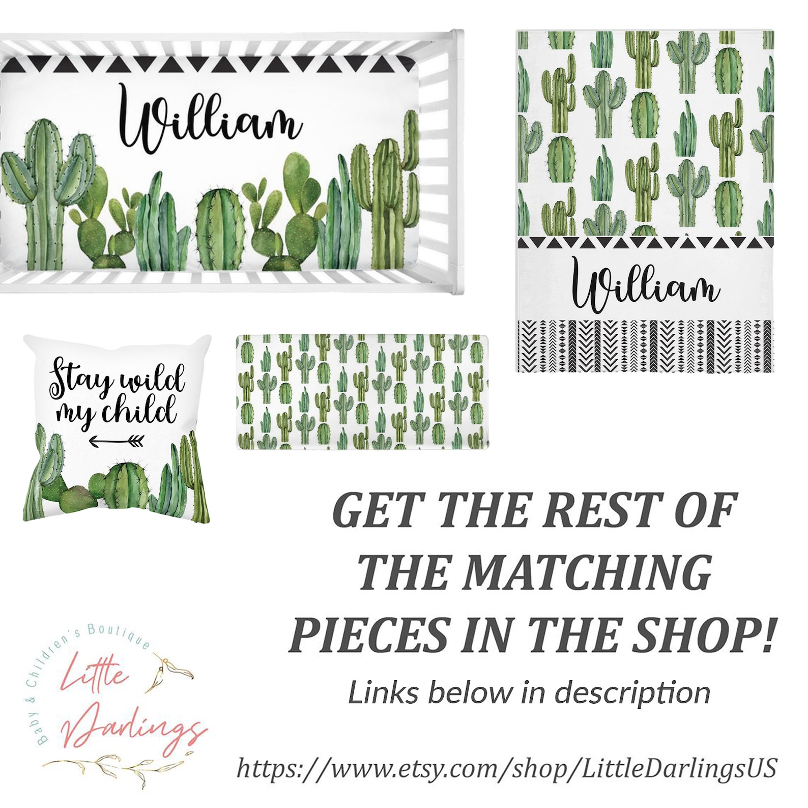 Cactus Crib Sheet Crib Sheets Boy Cactus Crib Bedding Etsy