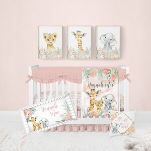 Safari Nursery Prints, Floral Nursery Wall Decor, Set of 3 Prints ...