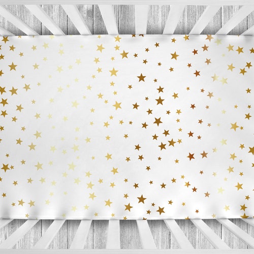 Gold Star Crib Sheet Stars Crib Sheet Crib Sheets Girl Crib Etsy