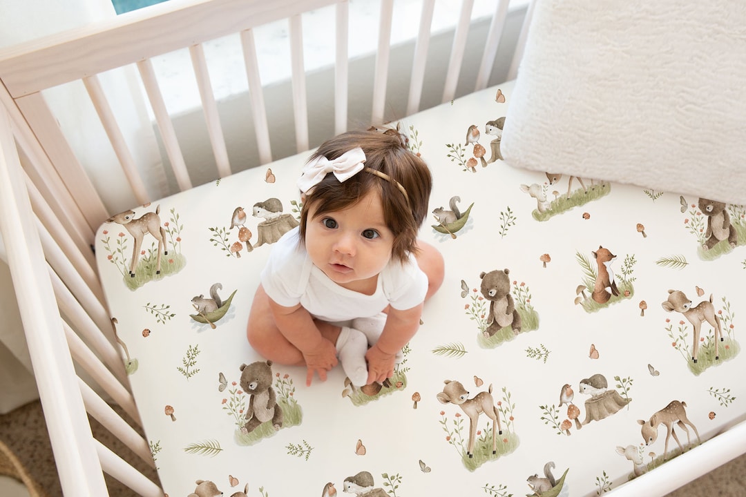 Woodland Crib Sheet, Woodland Crib Bedding, Baby Boy Crib Bedding, Crib