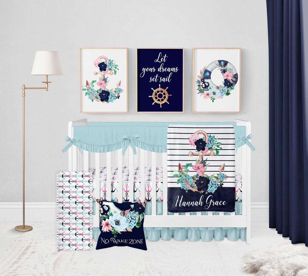 Baby girl nautical bedding sales