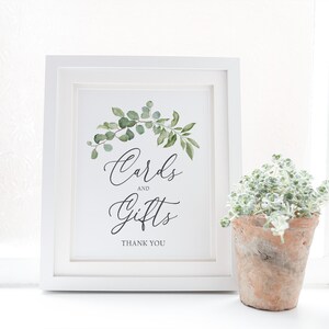 Cards and Gifts Sign Printable, Greenery Baby Shower Sign, Baby Shower ...