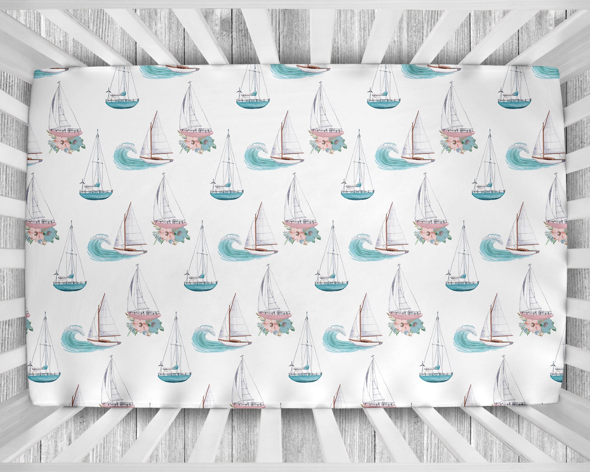 Sailboat Crib Bedding Set, Crib Bedding Set Girl Sailboat Nursery, Girl
