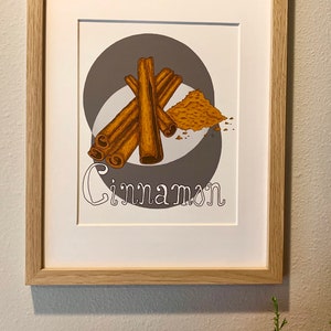 foodie gift, cinnamon print, Kitchen art, giclee print