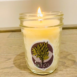 Hand poured candle, sage scent, aromatherapy candle, paraffin candle