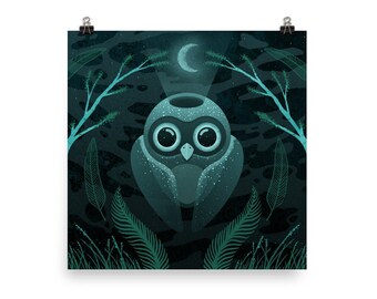 Nacht Eule Kunstdruck - Poster - süße Goth - Kawaii Goth