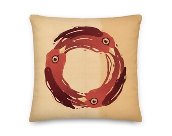 Rote Vögel psychedelischen Wirbel werfen Kissen