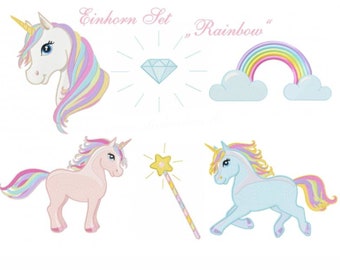 Unicorn Set, Unicorn Set - Embroidery pattern, Embroidery file, machine embroidery designs, file - 5 different sizes INSTANT DOWNLOAD