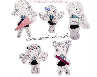 Girl Set Embroidery Design, Girl and School Motif, Pattern for Machine embroidery design, pes, hus, dst, exp etc. INSTANT DOWNLOAD,