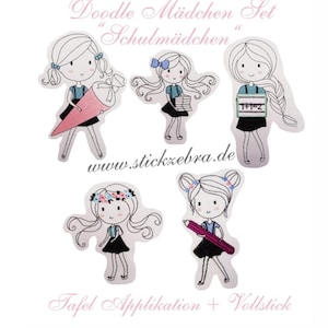 Girl Set Embroidery Design, Girl and School Motif, Pattern for Machine embroidery design, pes, hus, dst, exp etc. INSTANT DOWNLOAD,