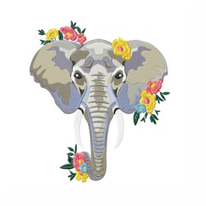 Elephant Lady Embroidery Design, Elephant and Flowers, Pattern for Machine embroidery design, pes, hus, dst, exp etc. INSTANT DOWNLOAD,