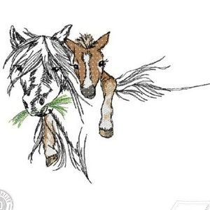 Horse Embroidery Design, Horse Mum with Baby Motif, Pattern for Machine embroidery design, pes, hus, dst, exp etc. INSTANT DOWNLOAD,